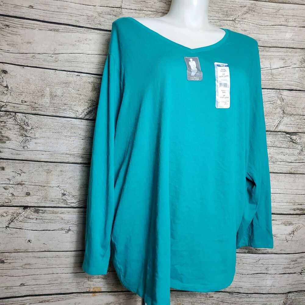 Terra Sky Green Scoop Neck Tunic Tee Size 5X NWT